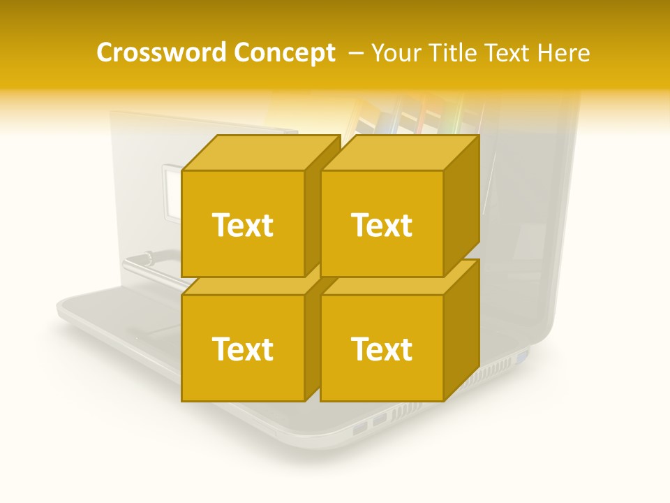 A Laptop With Folders On Top Of It PowerPoint Template