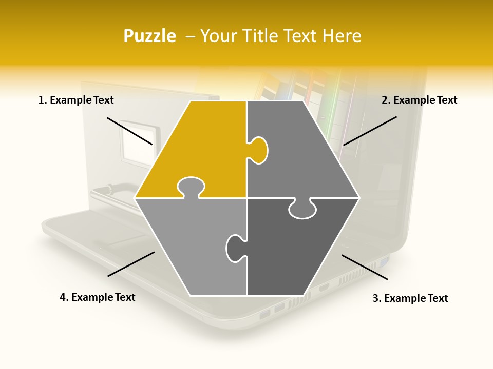 A Laptop With Folders On Top Of It PowerPoint Template