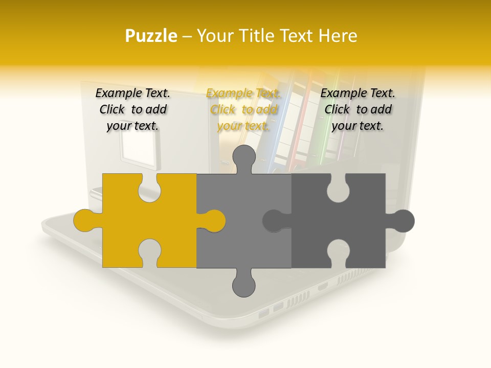 A Laptop With Folders On Top Of It PowerPoint Template