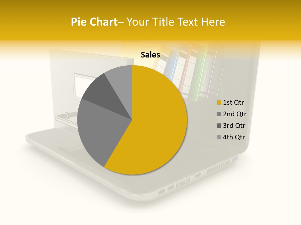 A Laptop With Folders On Top Of It PowerPoint Template