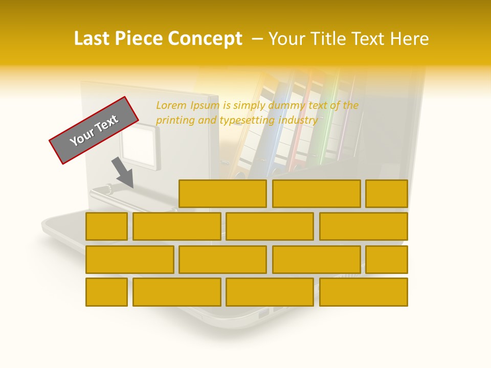 A Laptop With Folders On Top Of It PowerPoint Template