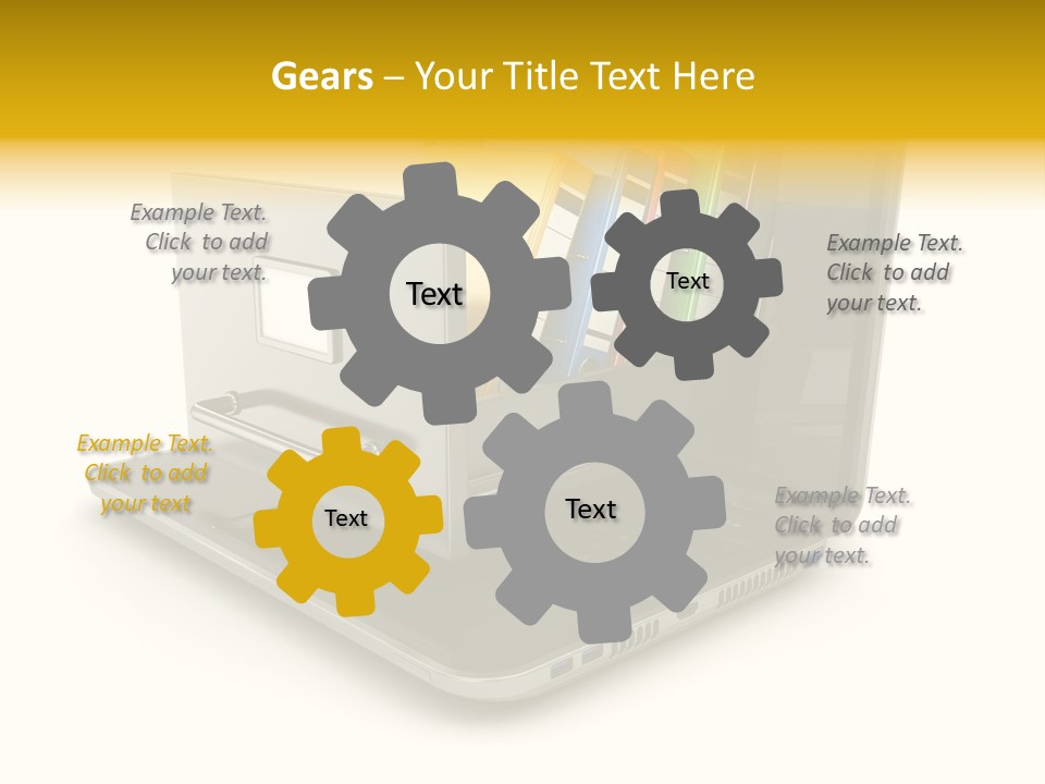 A Laptop With Folders On Top Of It PowerPoint Template