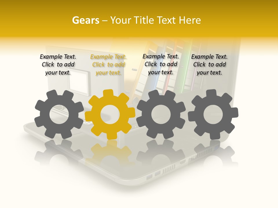 A Laptop With Folders On Top Of It PowerPoint Template