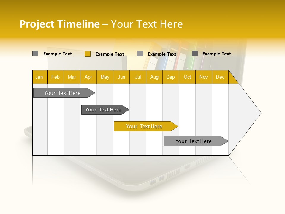A Laptop With Folders On Top Of It PowerPoint Template