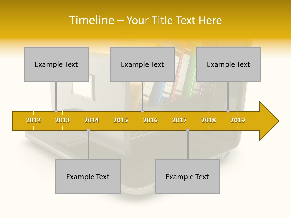 A Laptop With Folders On Top Of It PowerPoint Template