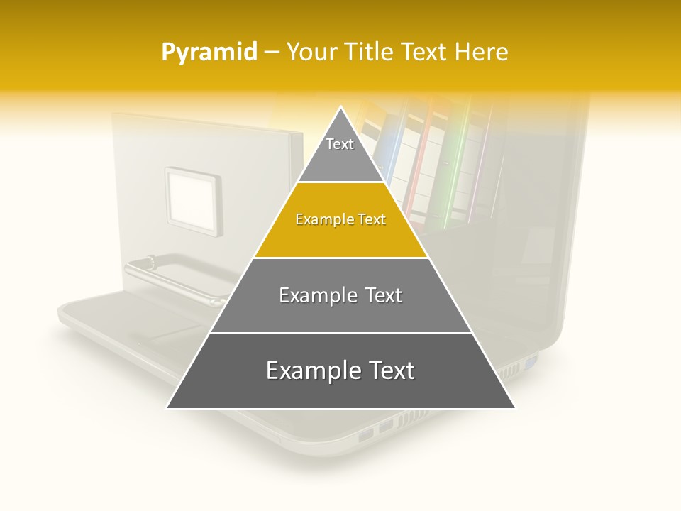 A Laptop With Folders On Top Of It PowerPoint Template