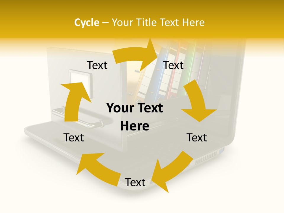 A Laptop With Folders On Top Of It PowerPoint Template