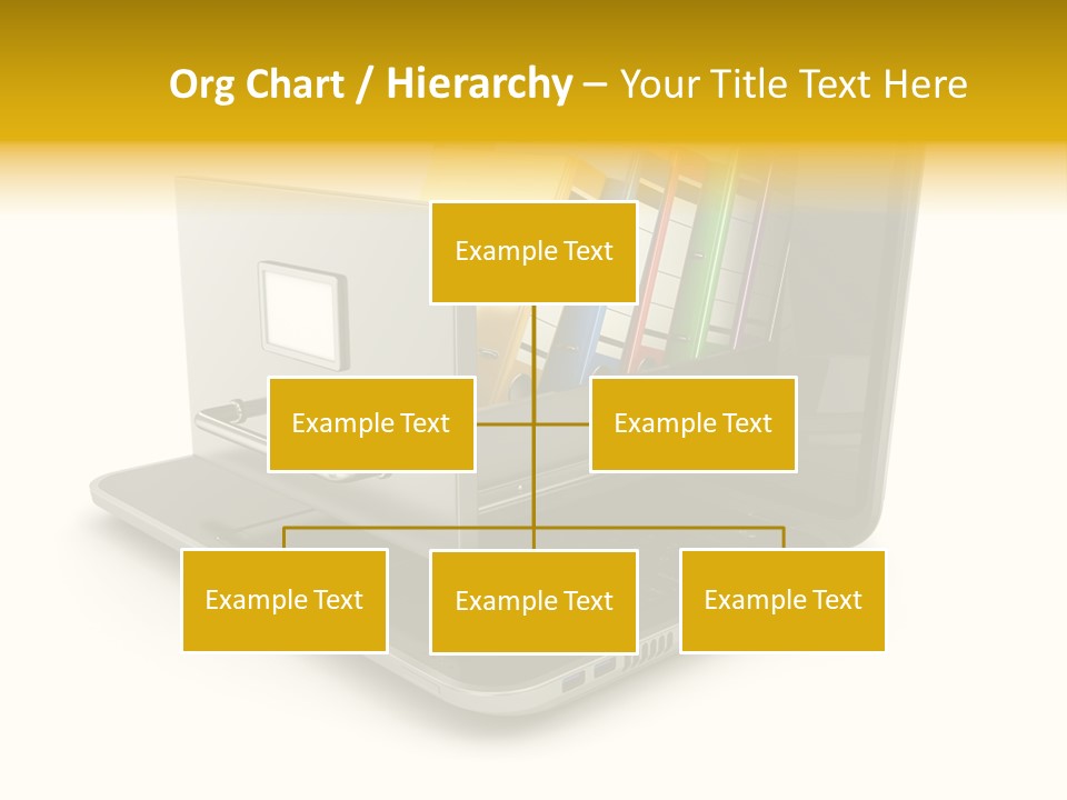 A Laptop With Folders On Top Of It PowerPoint Template