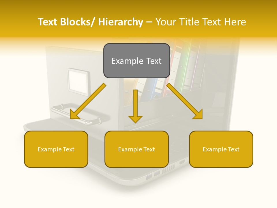 A Laptop With Folders On Top Of It PowerPoint Template