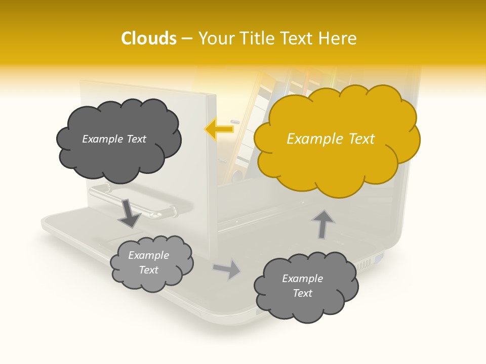 A Laptop With Folders On Top Of It PowerPoint Template