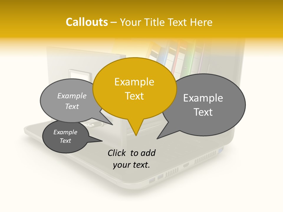 A Laptop With Folders On Top Of It PowerPoint Template