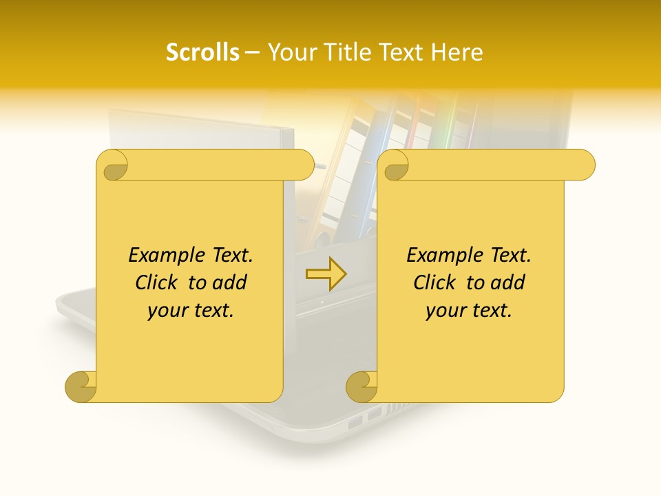 A Laptop With Folders On Top Of It PowerPoint Template