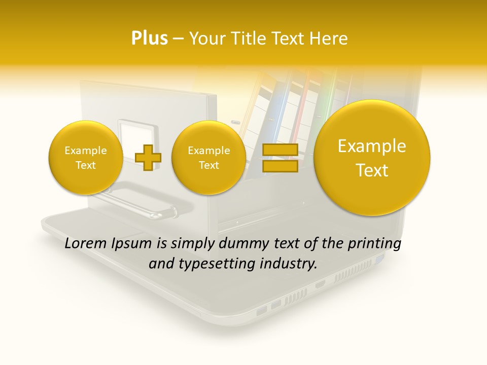 A Laptop With Folders On Top Of It PowerPoint Template