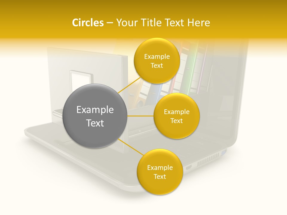 A Laptop With Folders On Top Of It PowerPoint Template