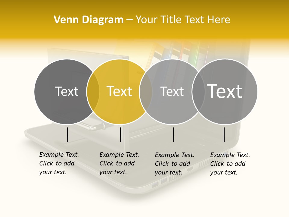 A Laptop With Folders On Top Of It PowerPoint Template