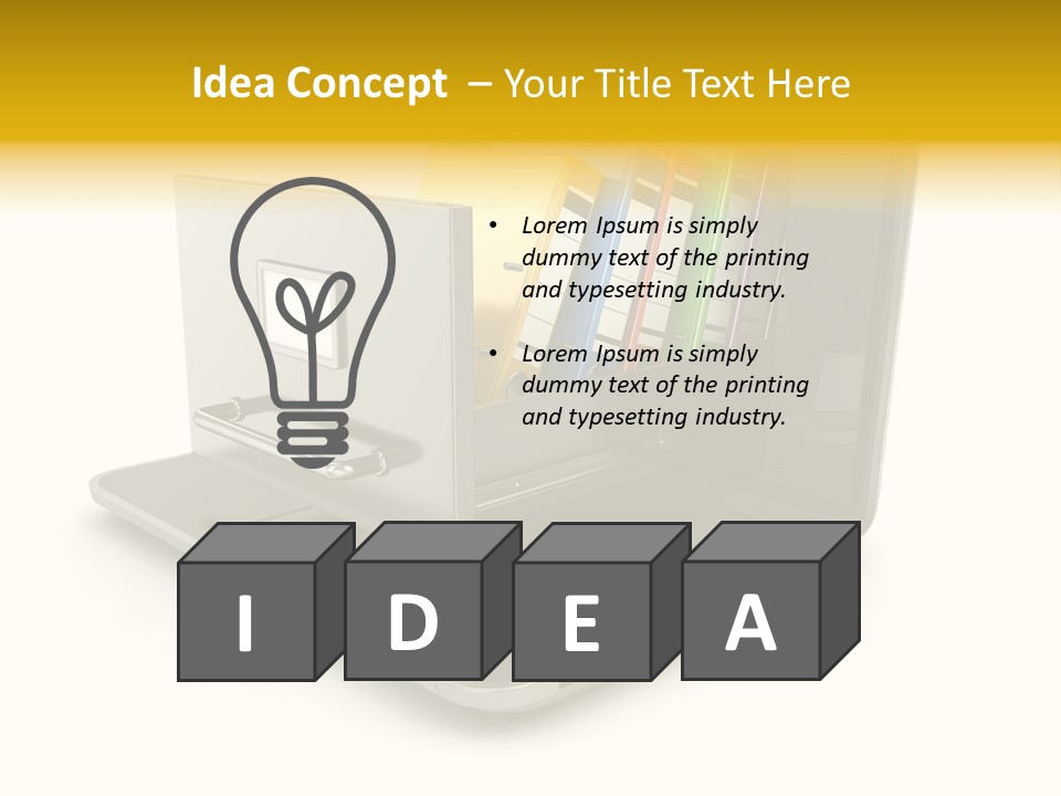 A Laptop With Folders On Top Of It PowerPoint Template