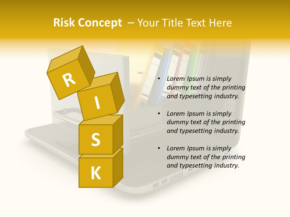 A Laptop With Folders On Top Of It PowerPoint Template