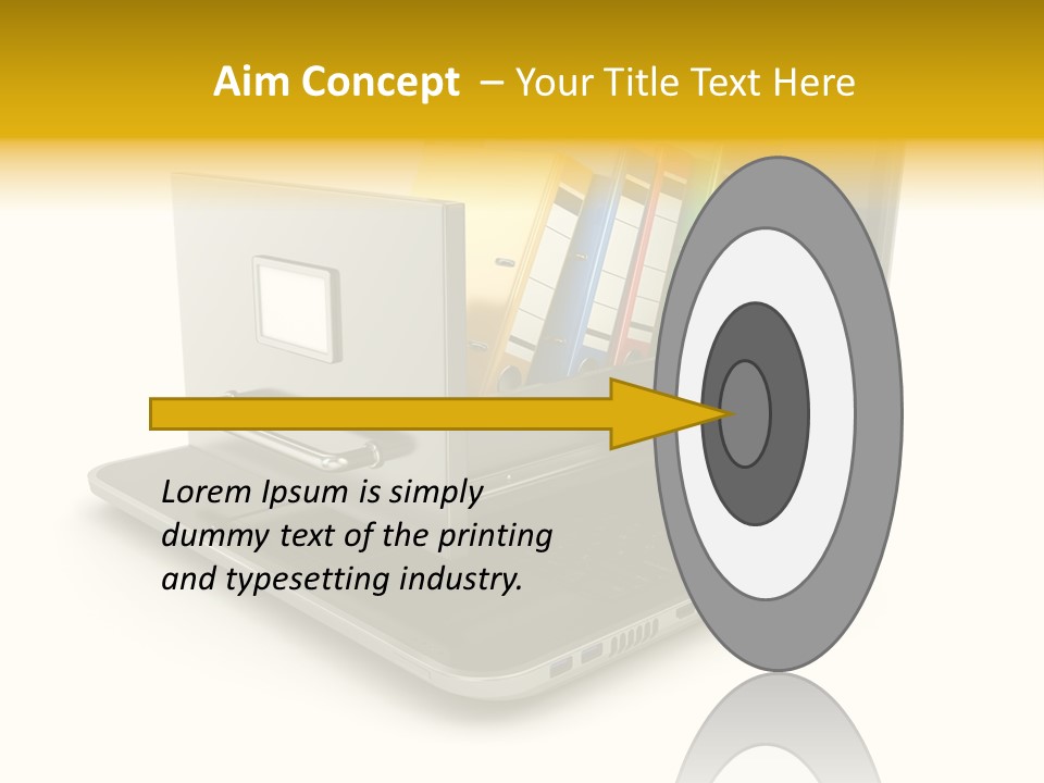 A Laptop With Folders On Top Of It PowerPoint Template