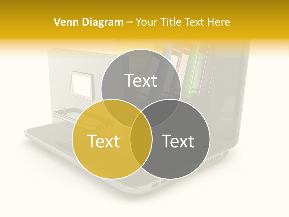 A Laptop With Folders On Top Of It PowerPoint Template