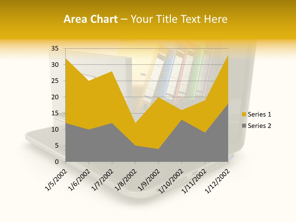 A Laptop With Folders On Top Of It PowerPoint Template