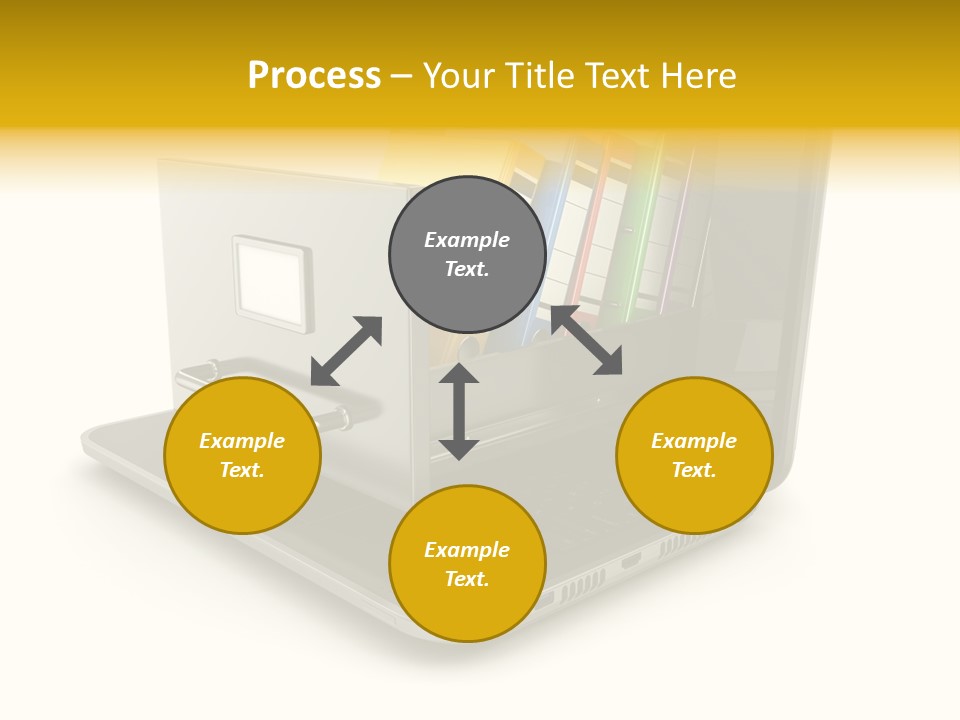 A Laptop With Folders On Top Of It PowerPoint Template