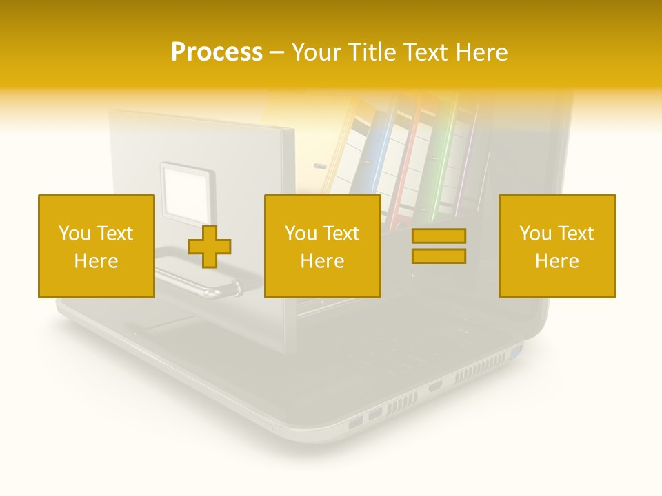 A Laptop With Folders On Top Of It PowerPoint Template