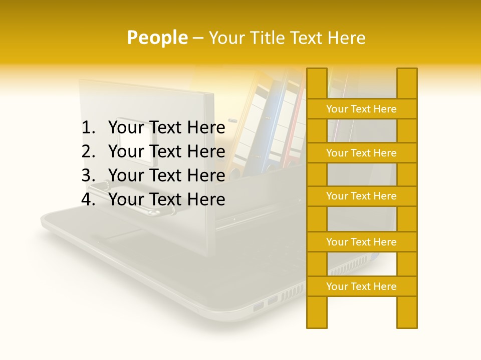 A Laptop With Folders On Top Of It PowerPoint Template