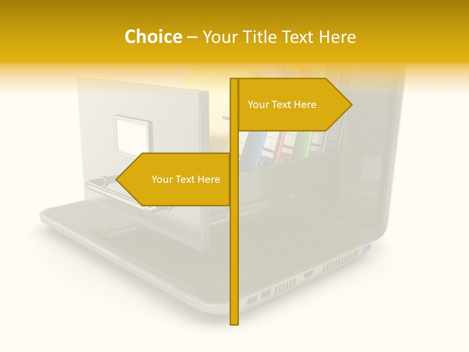 A Laptop With Folders On Top Of It PowerPoint Template