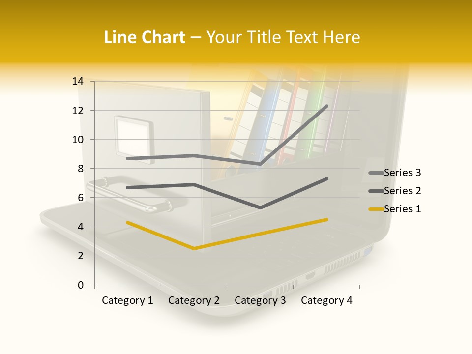 A Laptop With Folders On Top Of It PowerPoint Template