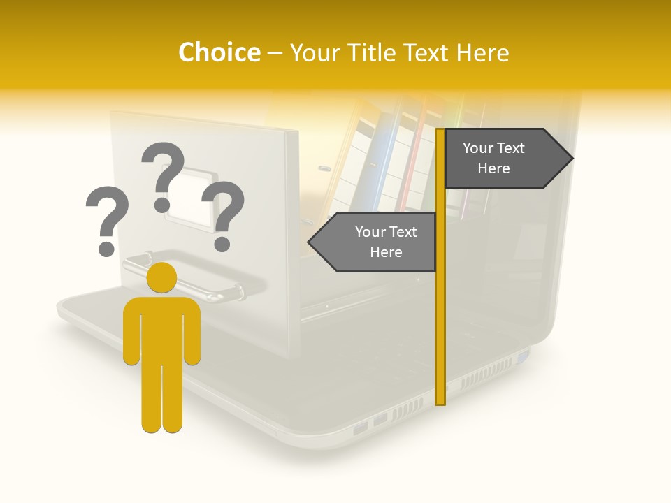 A Laptop With Folders On Top Of It PowerPoint Template