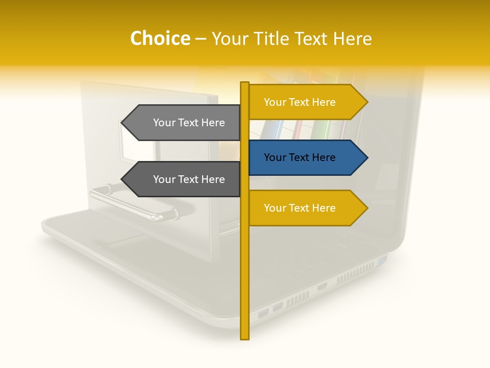 A Laptop With Folders On Top Of It PowerPoint Template