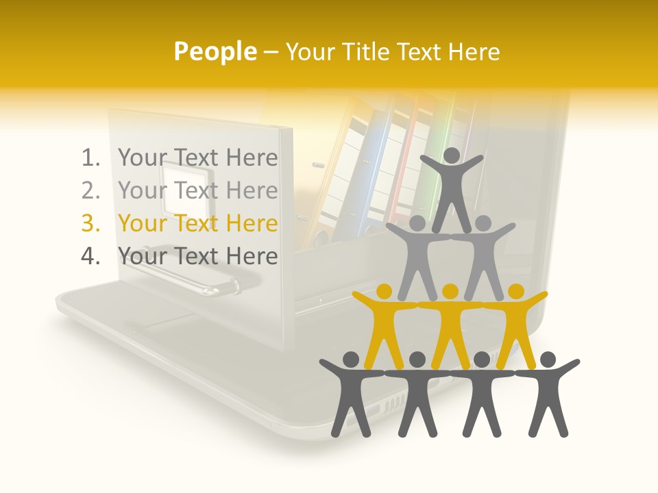 A Laptop With Folders On Top Of It PowerPoint Template