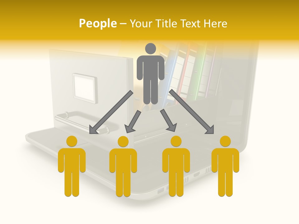 A Laptop With Folders On Top Of It PowerPoint Template