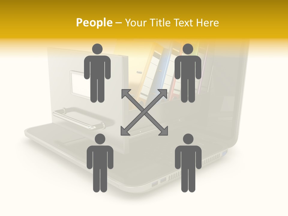 A Laptop With Folders On Top Of It PowerPoint Template