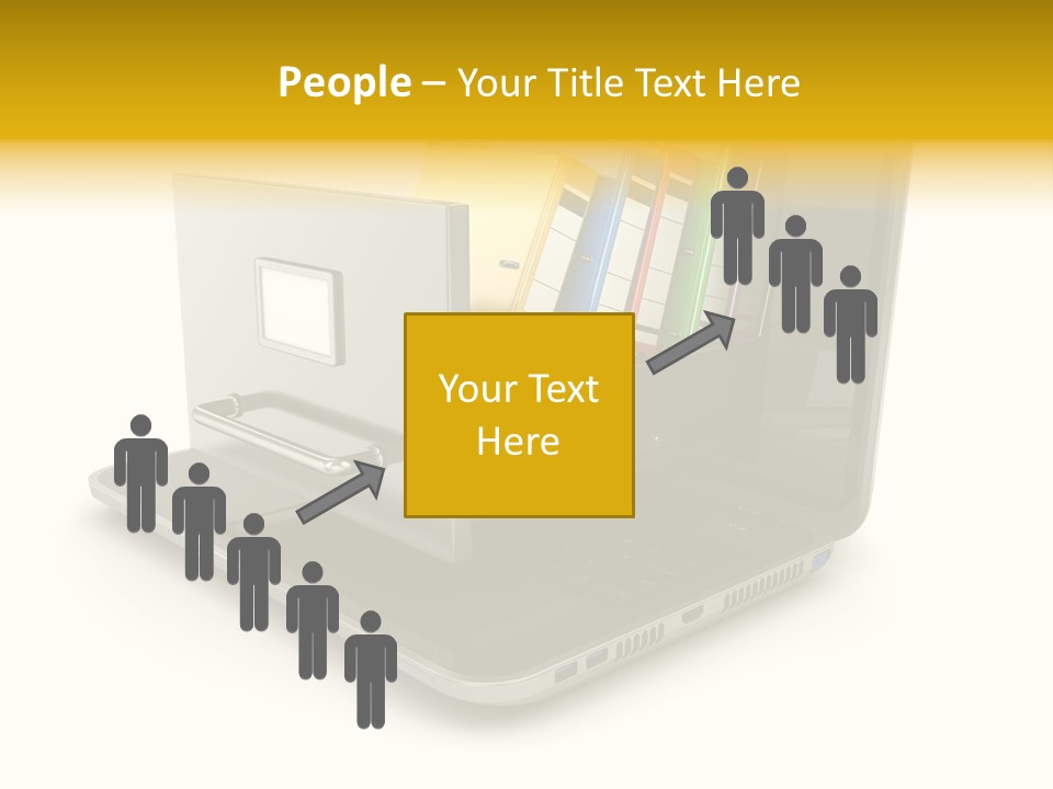 A Laptop With Folders On Top Of It PowerPoint Template