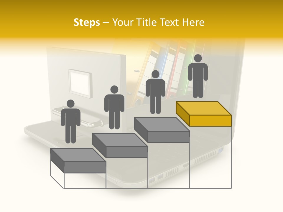 A Laptop With Folders On Top Of It PowerPoint Template