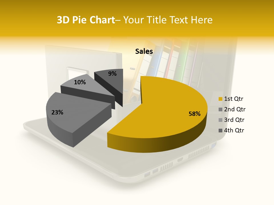 A Laptop With Folders On Top Of It PowerPoint Template