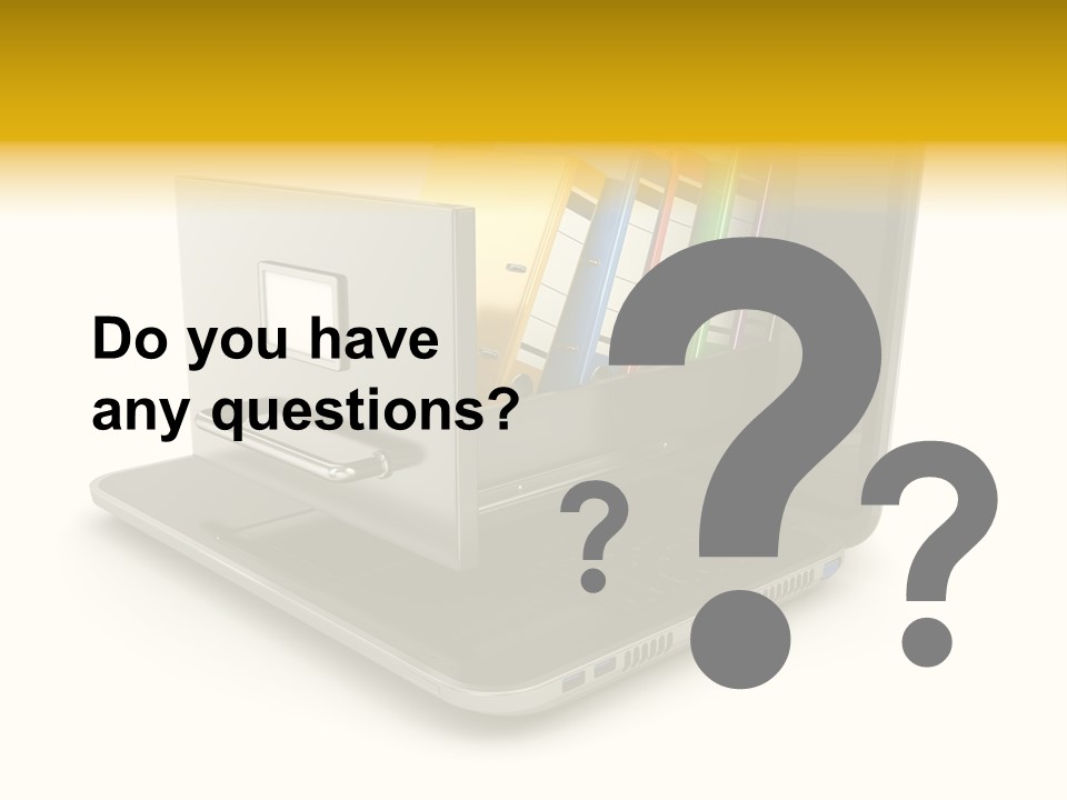 A Laptop With Folders On Top Of It PowerPoint Template