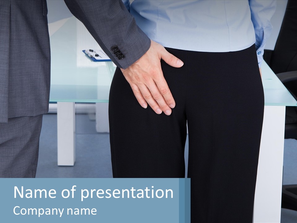 A Man And A Woman Holding Hands In A Meeting Room PowerPoint Template