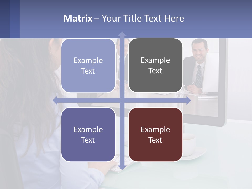 A Woman Looking At A Computer Screen With A Group Of People On It PowerPoint Template