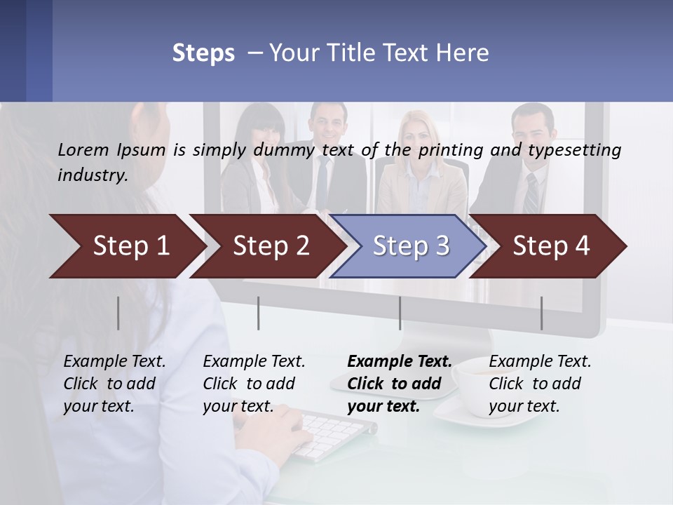A Woman Looking At A Computer Screen With A Group Of People On It PowerPoint Template