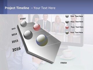A Woman Looking At A Computer Screen With A Group Of People On It PowerPoint Template