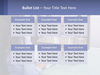 A Woman Looking At A Computer Screen With A Group Of People On It PowerPoint Template