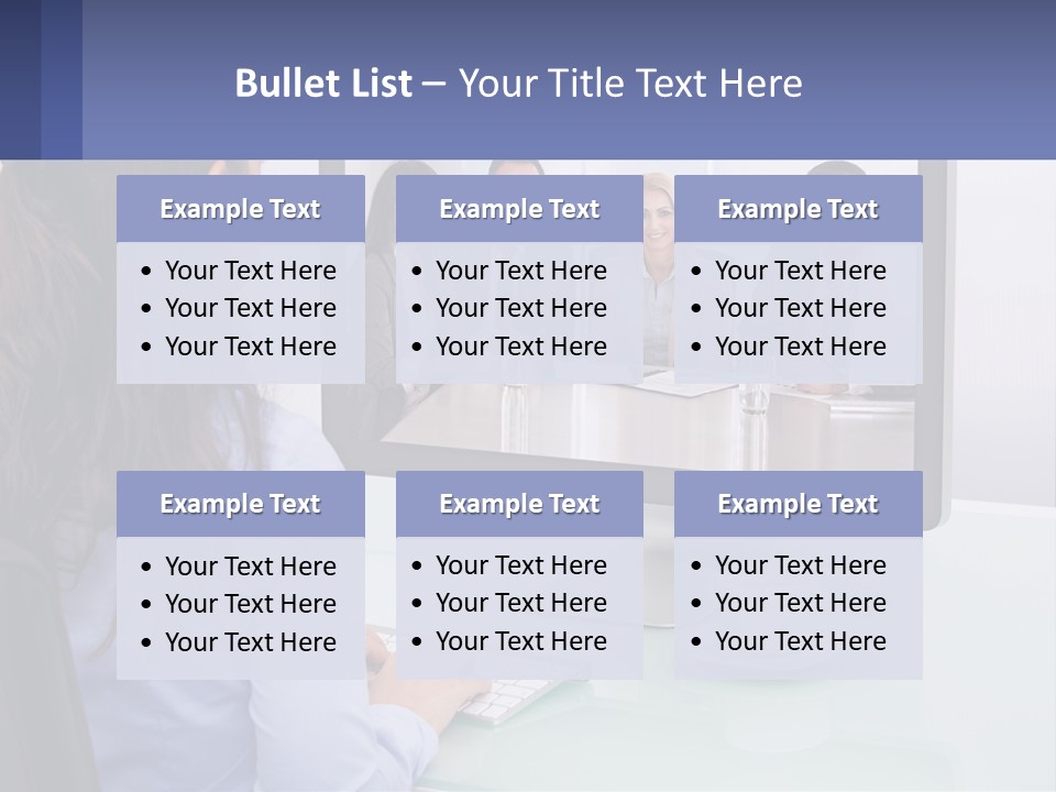A Woman Looking At A Computer Screen With A Group Of People On It PowerPoint Template