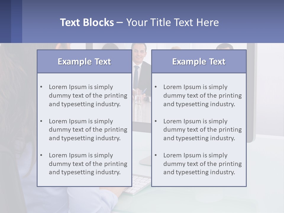 A Woman Looking At A Computer Screen With A Group Of People On It PowerPoint Template