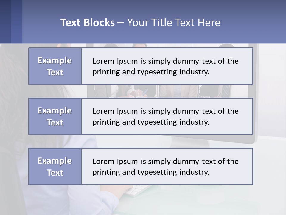 A Woman Looking At A Computer Screen With A Group Of People On It PowerPoint Template