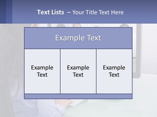 A Woman Looking At A Computer Screen With A Group Of People On It PowerPoint Template