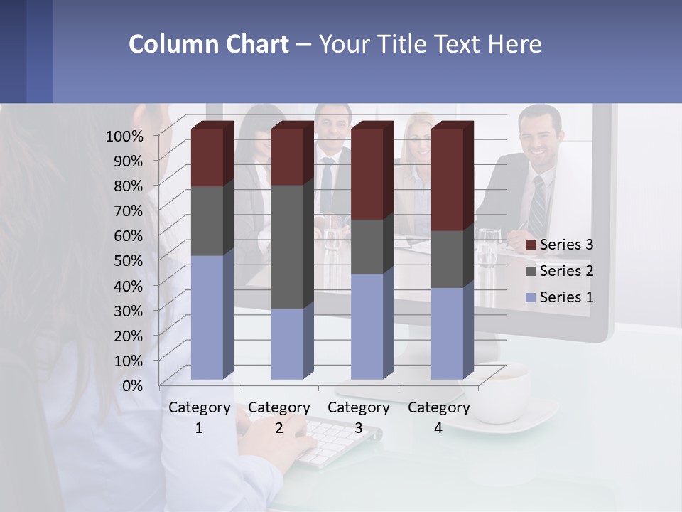 A Woman Looking At A Computer Screen With A Group Of People On It PowerPoint Template
