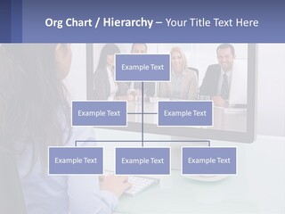 A Woman Looking At A Computer Screen With A Group Of People On It PowerPoint Template