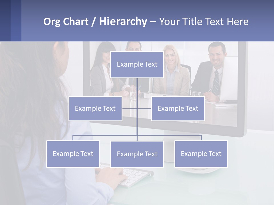 A Woman Looking At A Computer Screen With A Group Of People On It PowerPoint Template